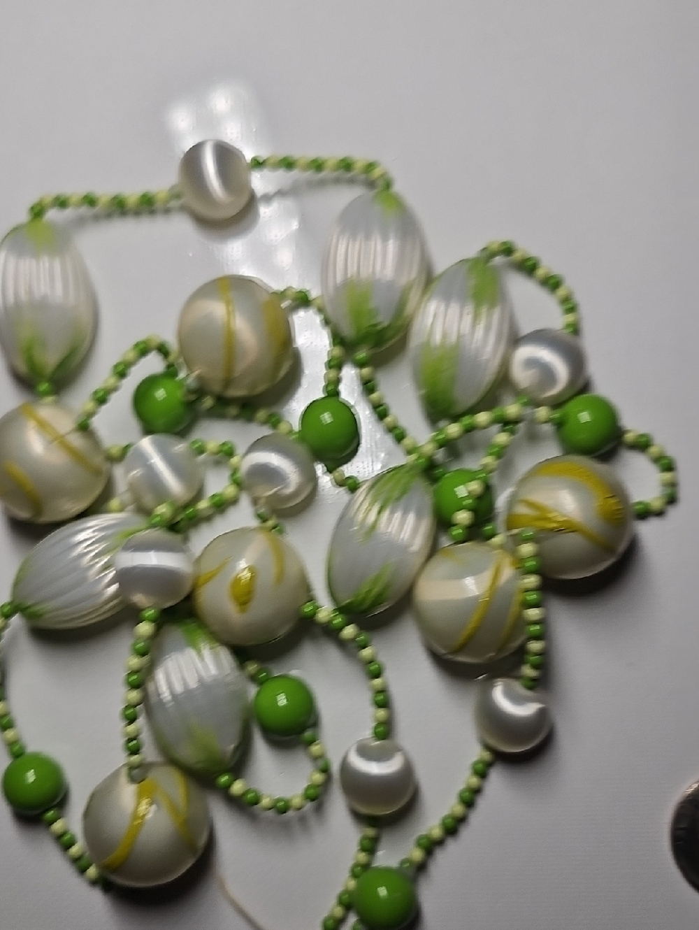 Handcrafted Pearl-Effect Lime Bead Necklace